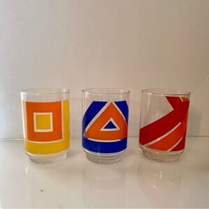 Libbey 1970 Mod Bold Geometric Cocktail Glasses Set of 3 MCM